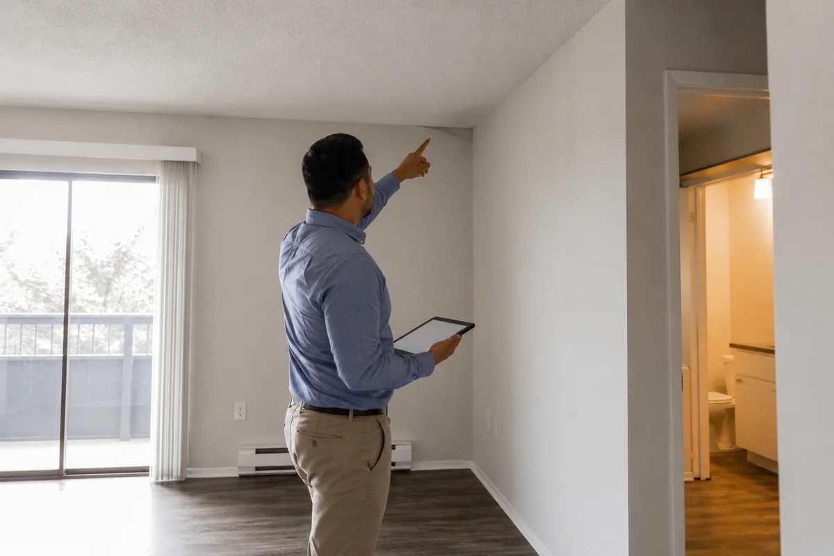 A property manager reviewing a lease